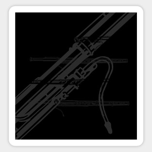 Black and White Bassoon Print Sticker